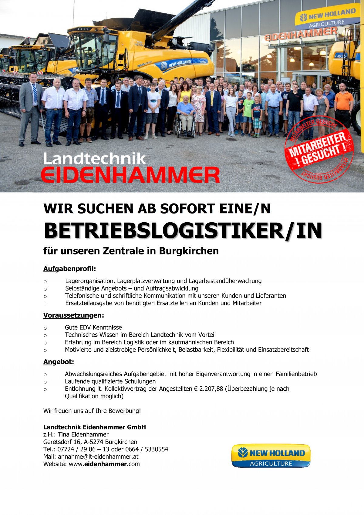 Betriebslogistiker Burgkirchen Nov Landtechnik Eidenhammer